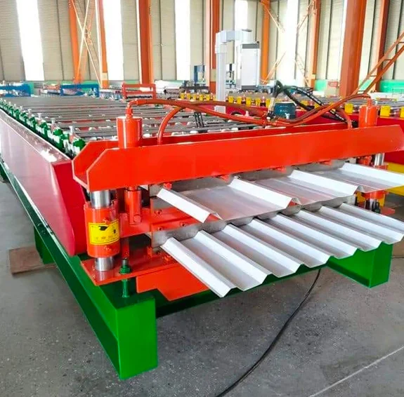 Profiled sheets passing through forming equipment